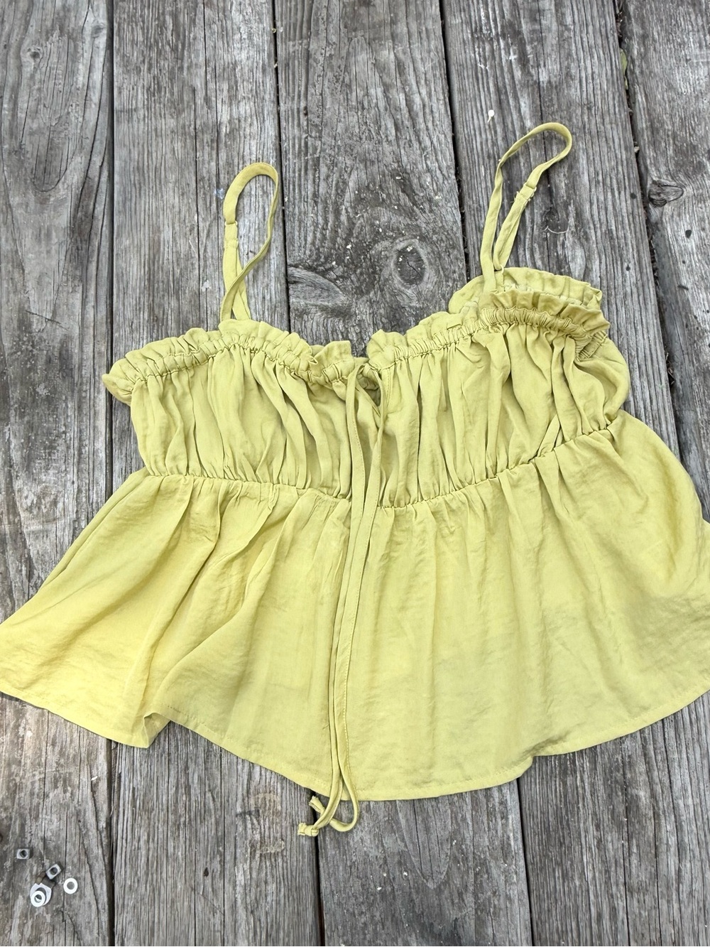 American Eagle Outfitters Yellow Smocked Spaghetti Strap Cami